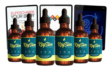 KeySlim Drops supplement bottles with raspberries